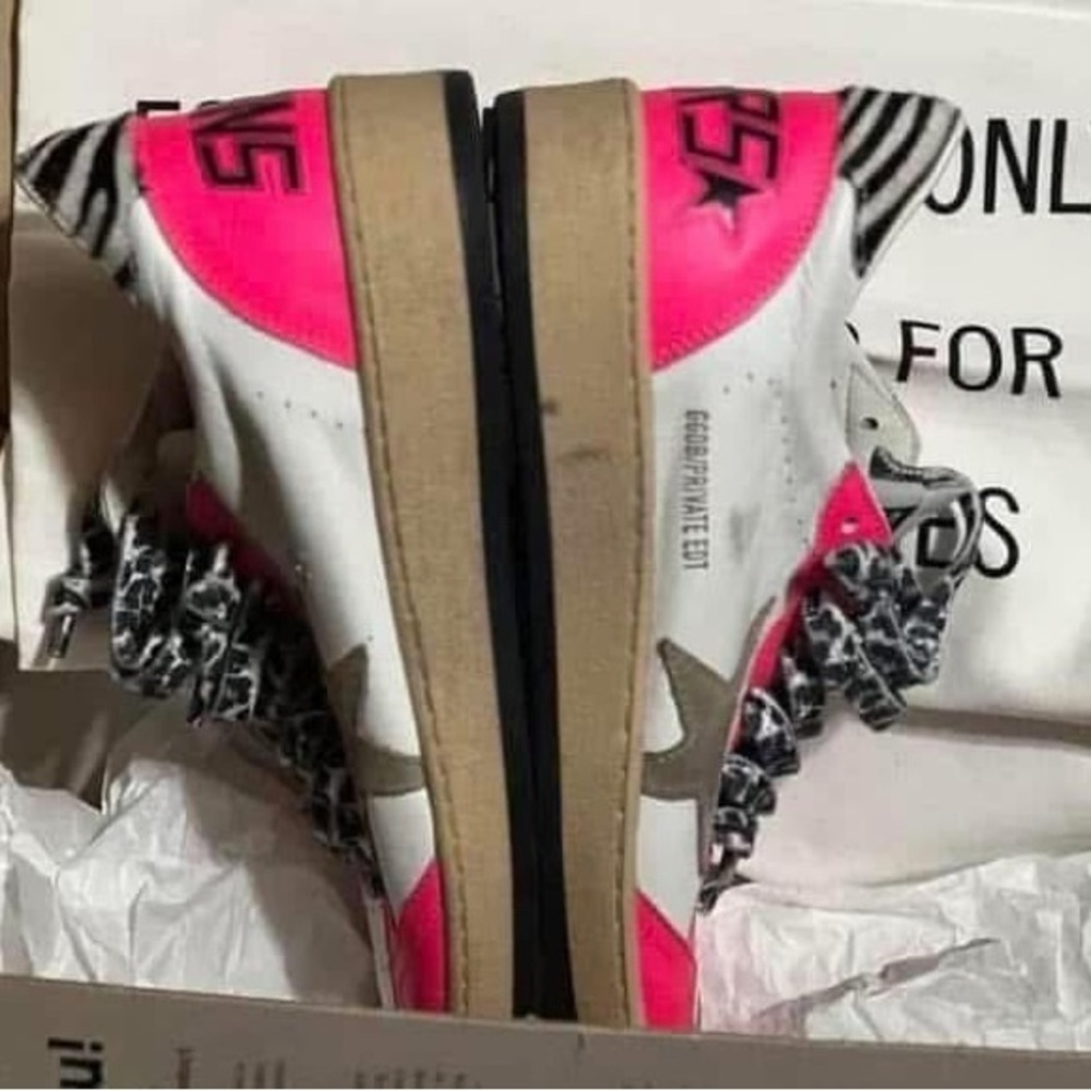 Golden Goose Pink and White Women's ball star Sneakers size 8